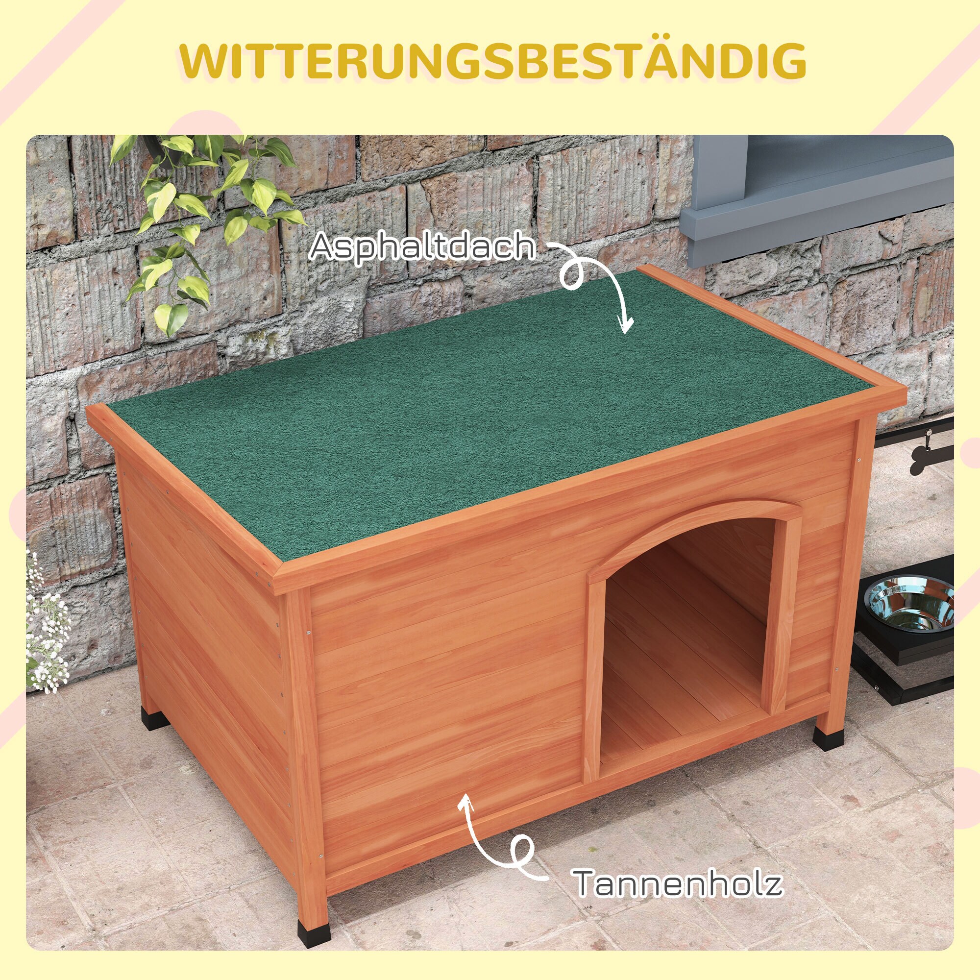 PawHut Hundehütte mit abnehmbarem Boden orange 100L x 65,5B x 68H cm