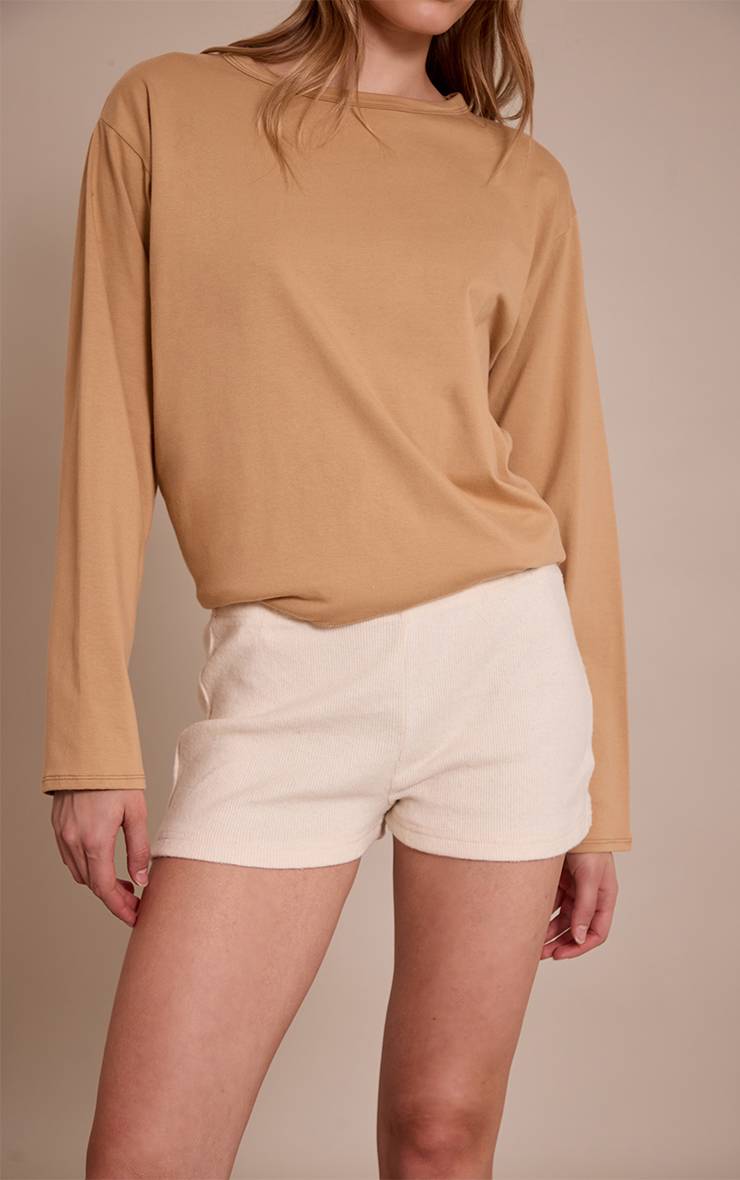Crème Short Moulant Côtelé Brossé Épais