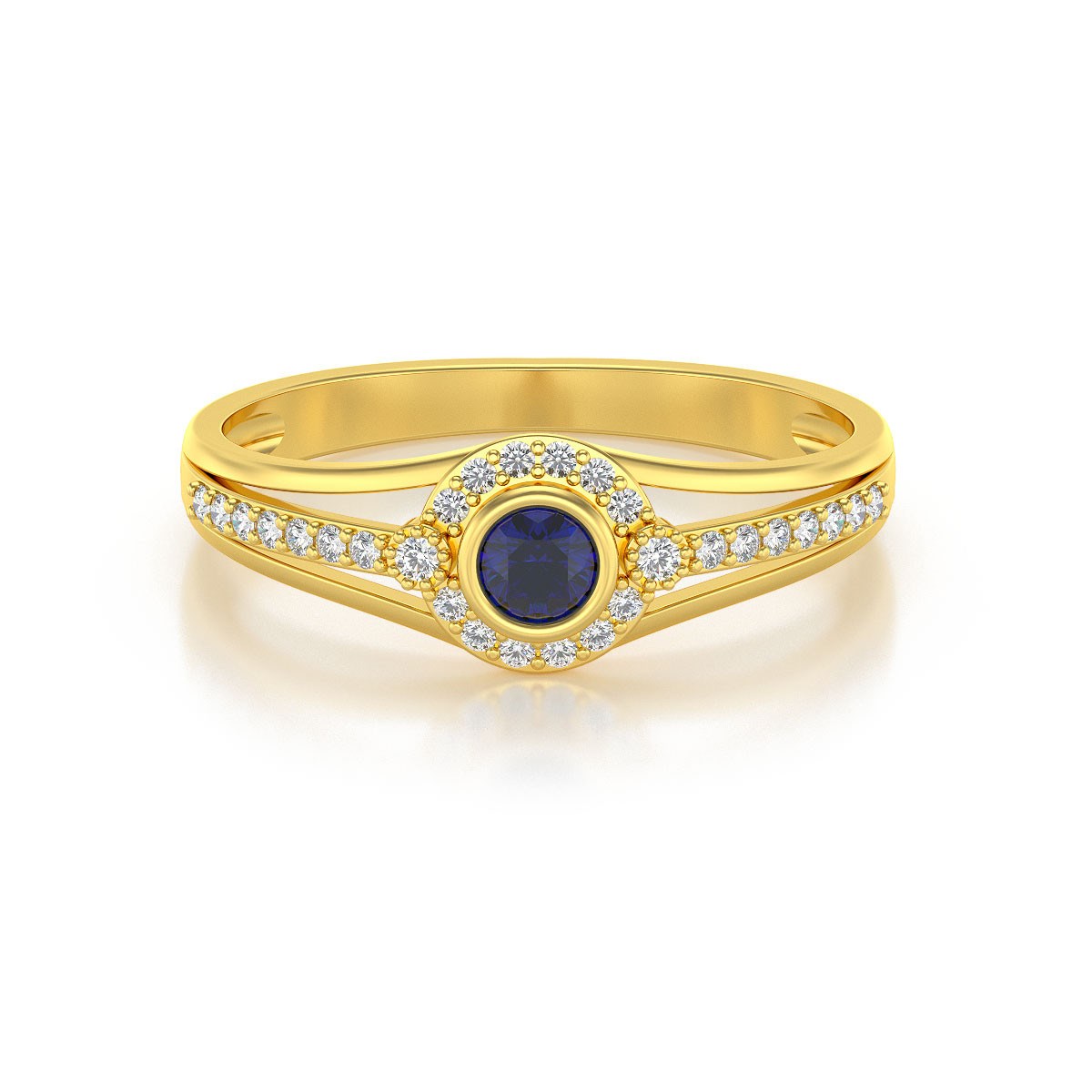 Bague ADEN Or 585 Jaune Saphir et diamants 2.118grs