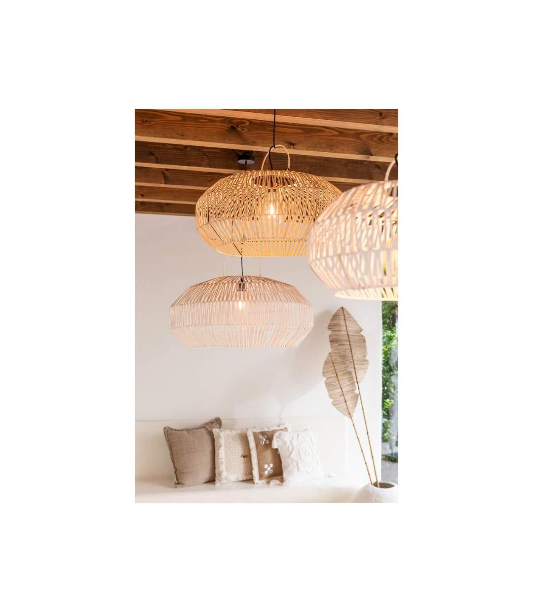 Paris Prix - Lot De 3 Abat-jour Déco rotin 80cm Naturel