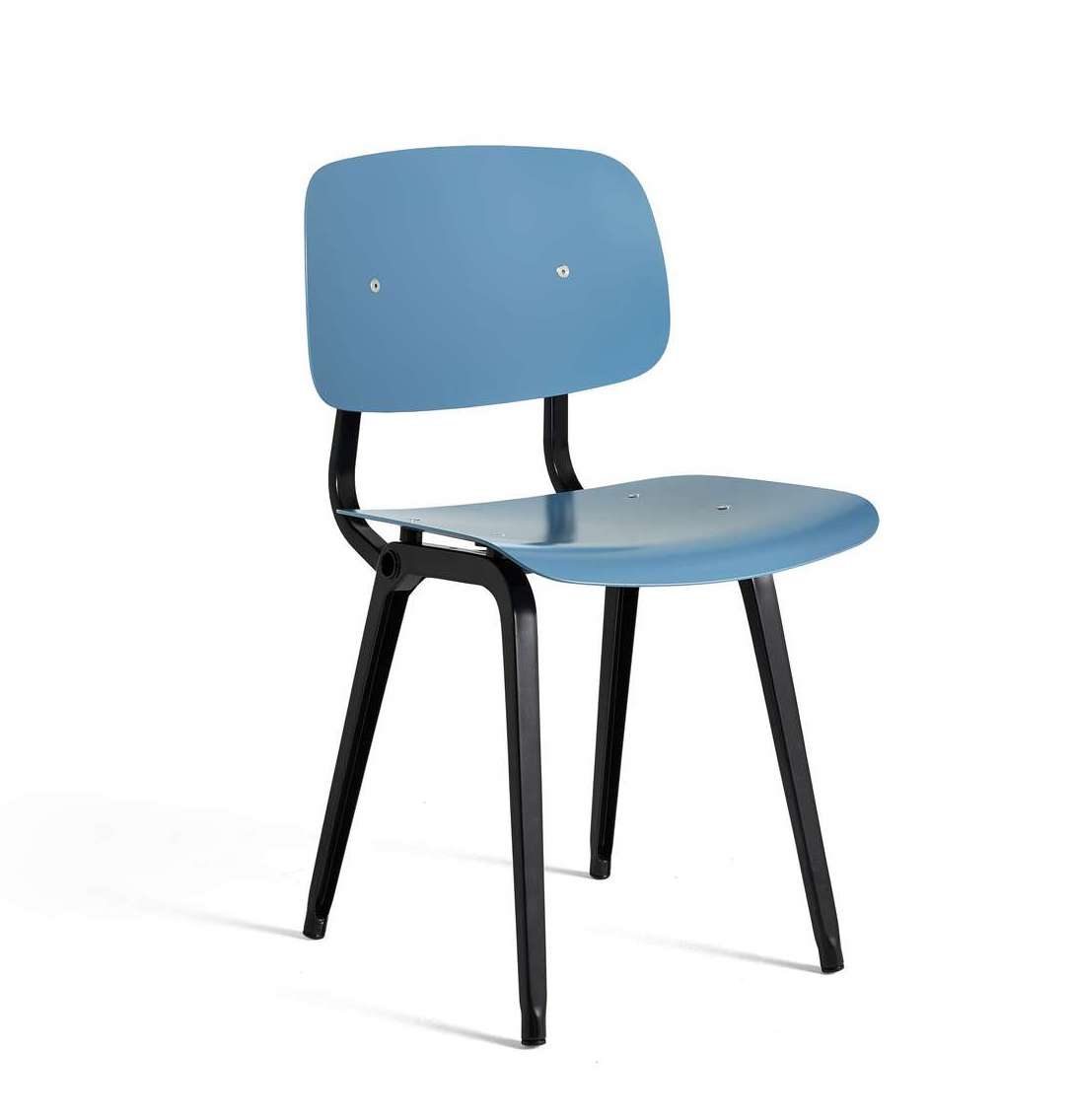 Eetkamerstoel Revolt met zwart onderstel azure blue