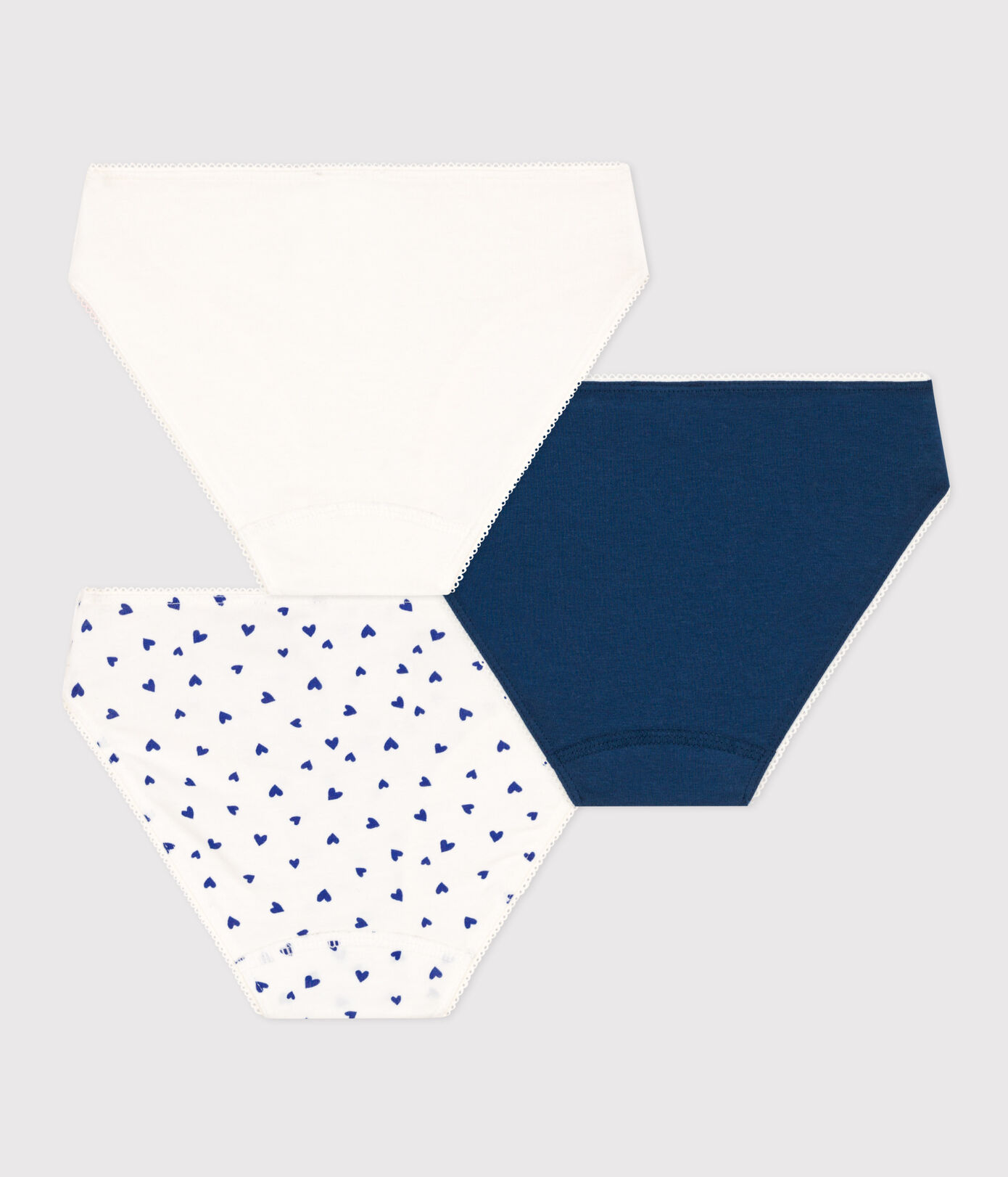 Lot de 3 culottes cœur en coton et élasthanne petite fille