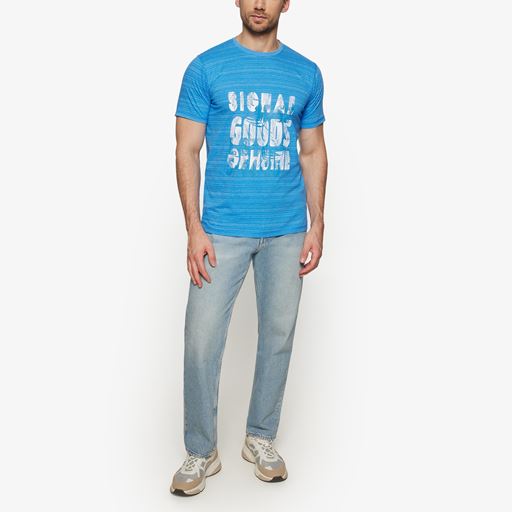 Signal Ulric Shadowstripe W. Print   T-shirt, Blue Slip Stream, XXL