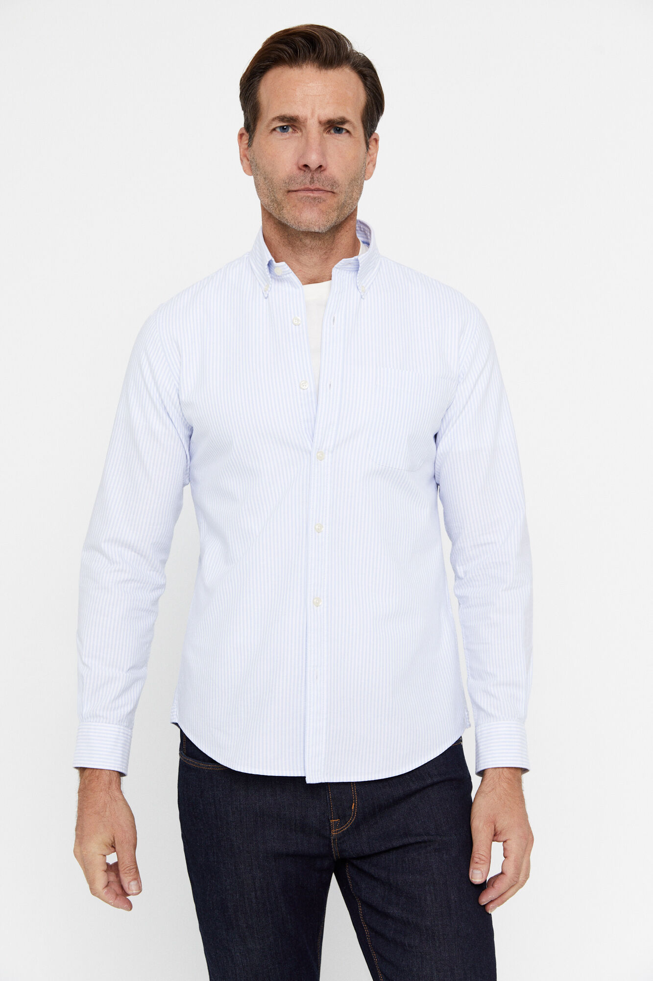 Camisa Oxford listrada - Azul
