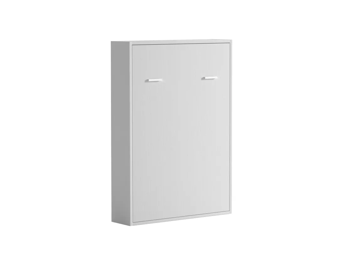 Lit escamotable 140 x 200 cm - Ouverture verticale manuelle - Blanc + matelas - MALINA II