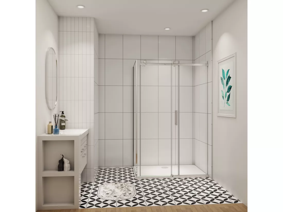 AICA cabine de douche coulissante 120x70x195cm,Installation réversible,8mm verre de sécurité,porte de douche coulissante