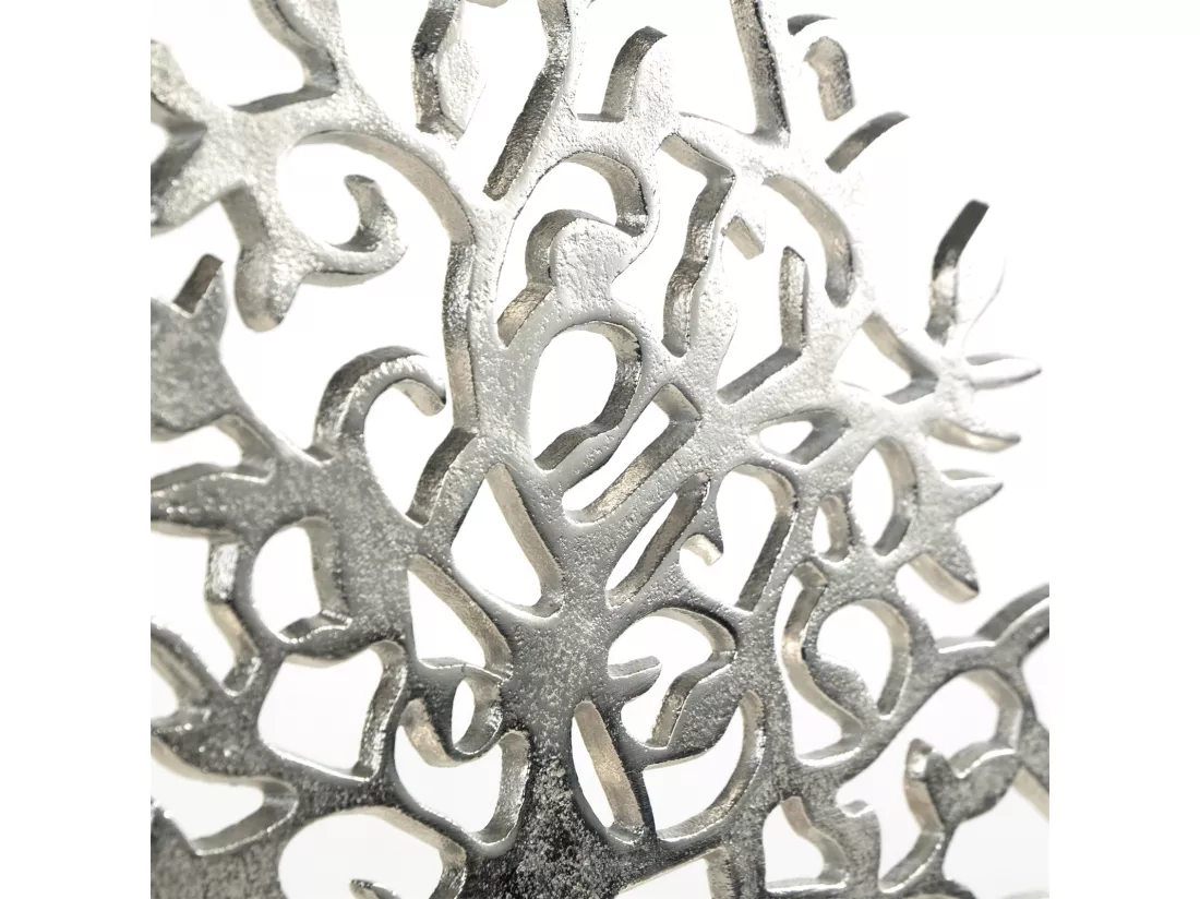 SCULPTURE Arbre de vie Métal, bois de mangue argent-brun