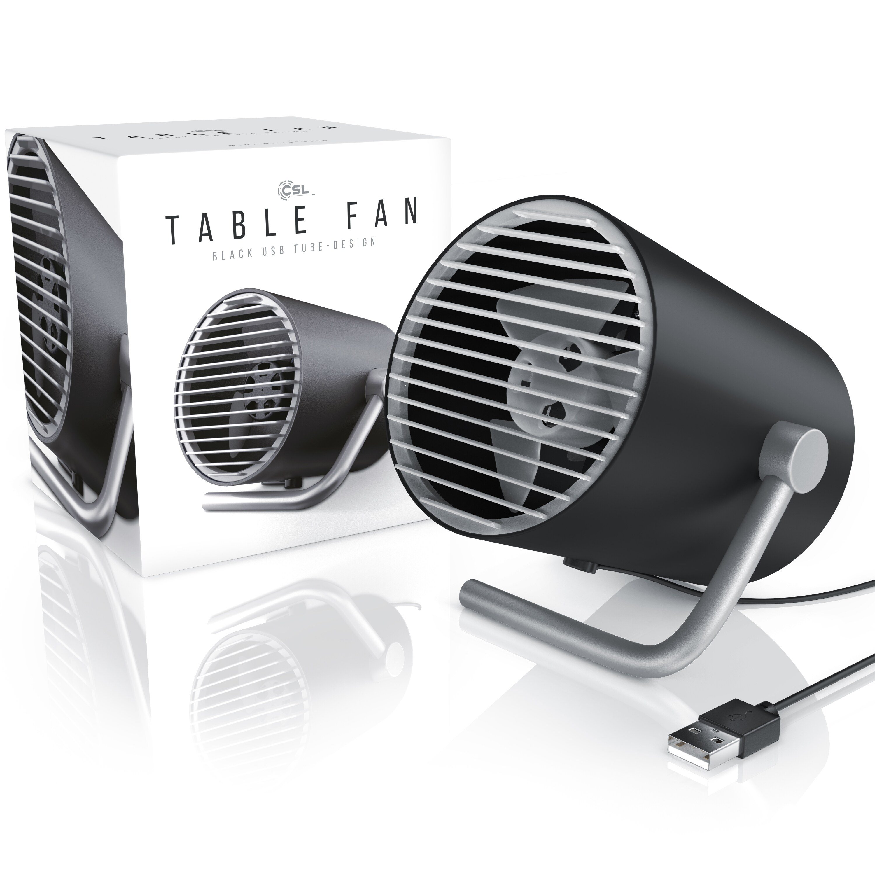 CSL - USB Ventilator mini - Tischventilator klein - Schreibtischventilator sehr leise - Desk Fan - 2 Geschwindigkeiten - per Touch regelbar