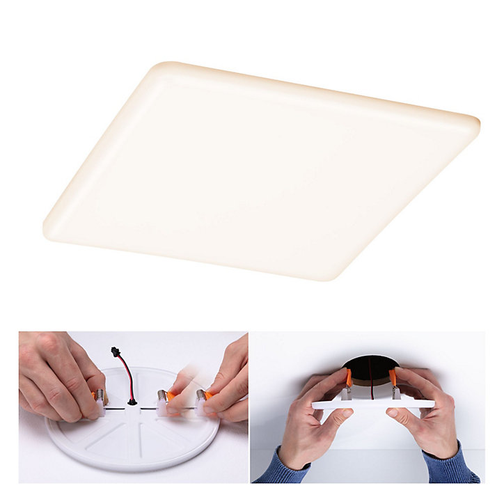 Panneau LED à encastrer Varifit Veluna 1900lm 17w IP44 L.21,5 x l.21,5 cm blanc froid et blanc chaud Paulmann transparent