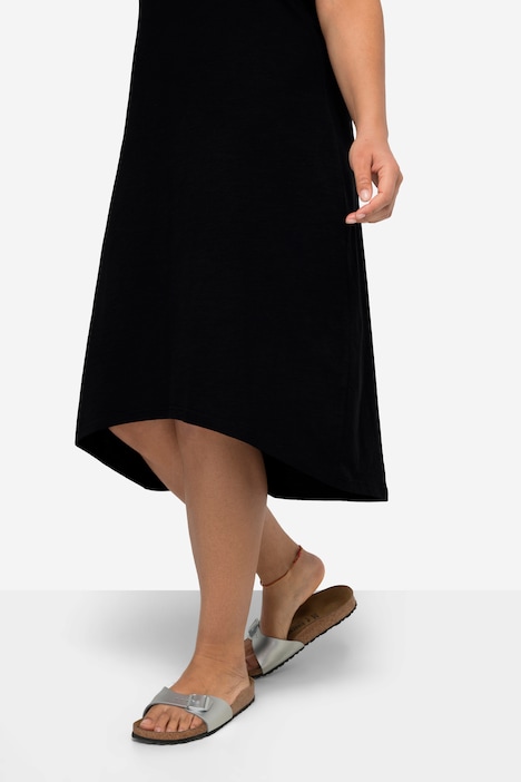 Jersey-Midikleid, ärmelloser Fitted Fit, gerundeter Saum
