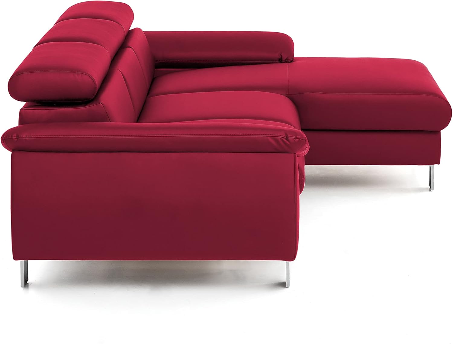 Mivano Ecksofa Micky mit Recamiere / L-Form-Sofa mit Schlaffunktion, Bettkasten und Kopfteilverstellung / 244 x 72 x 166 / Kunstleder, Rot