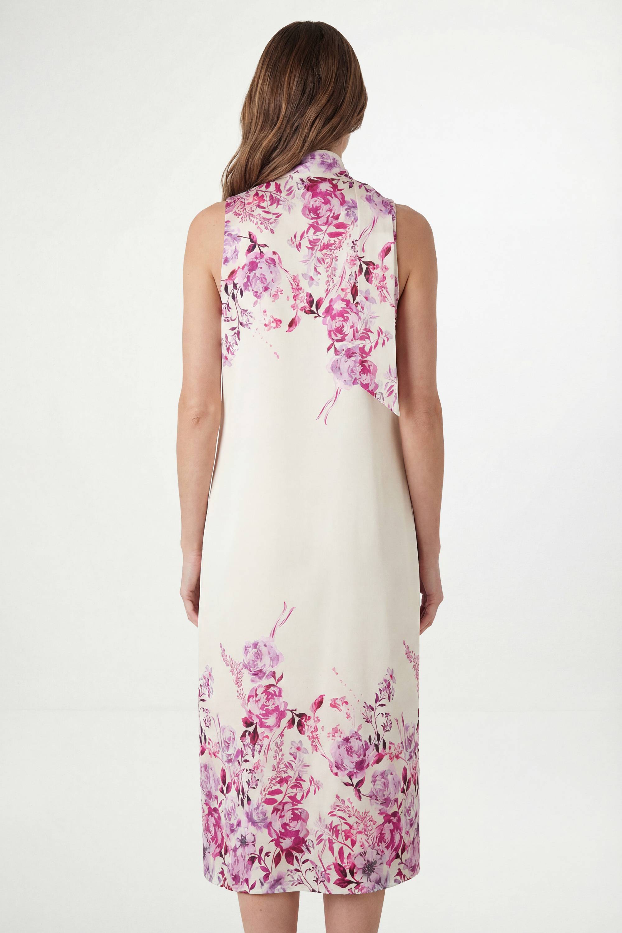 Wallis Robe Midi En Satin Fleuri Avec Foulard Petite