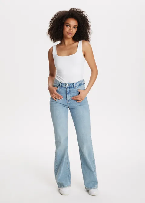 Basic singlet met vierkante hals wit (WIT)