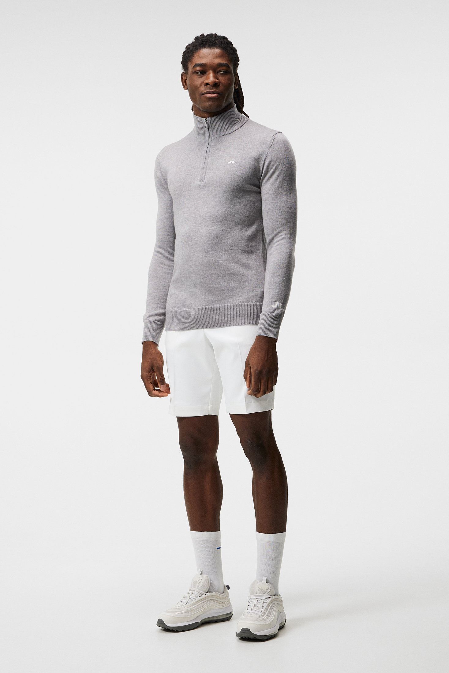 Kian Knitted Sweater Herre Grey Melange