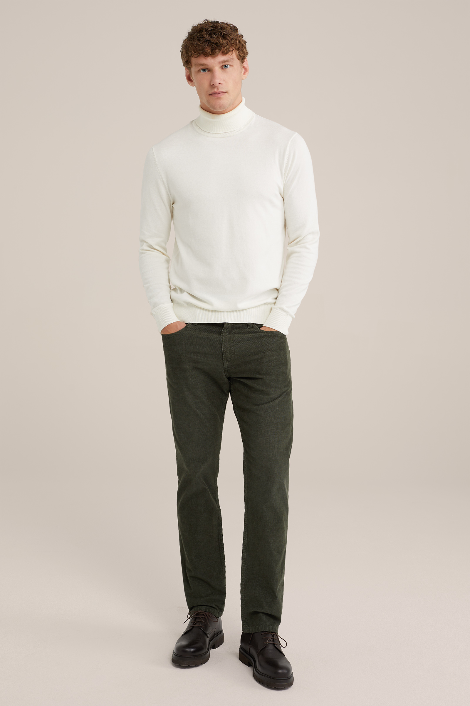regular fit 5-pocket broek van corduroy Blue Ridge Legergroen