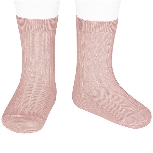 Strømper Basis Rib Old Rose - Cóndor → Luksusbaby.dk