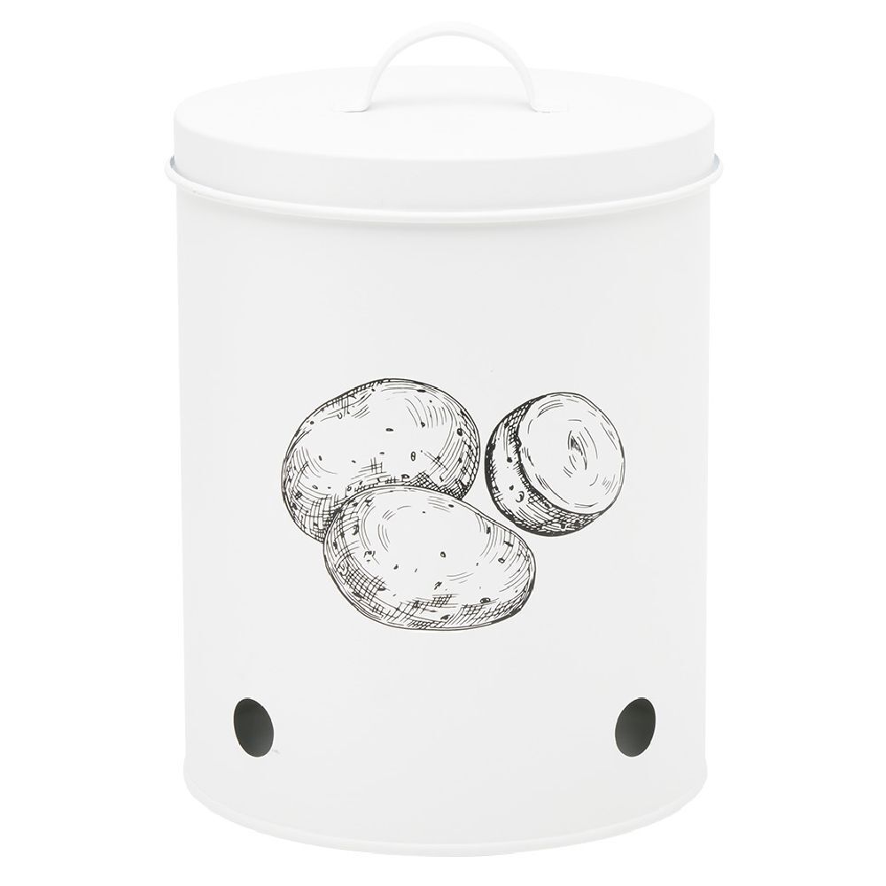 Boîte de conservation pour pommes de terre en métal blanc