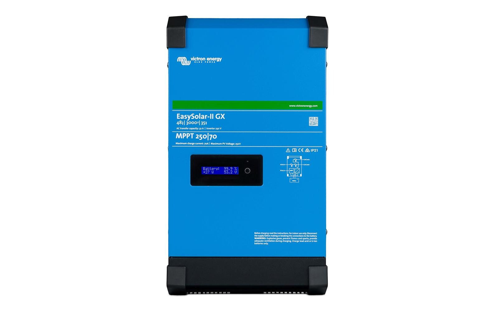 EasySolar II GX 48 V 3000 VA /35-32 A, MPPT 250 V 70 A<br>Kombination aus GX-Gerät, MPPT Solar-Laderegler und Wechselrichter-/Ladegerät