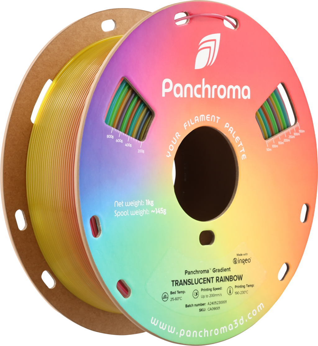 Polymaker  Panchroma™ PLA Gradient Translucent Rainbow, 1,75 mm / 1000 g    Farbwechseleffekt in Translucent Rainbow