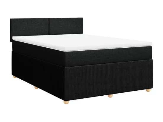 Sommier à lattes de lit avec matelas Noir 140x190 cm Tissu