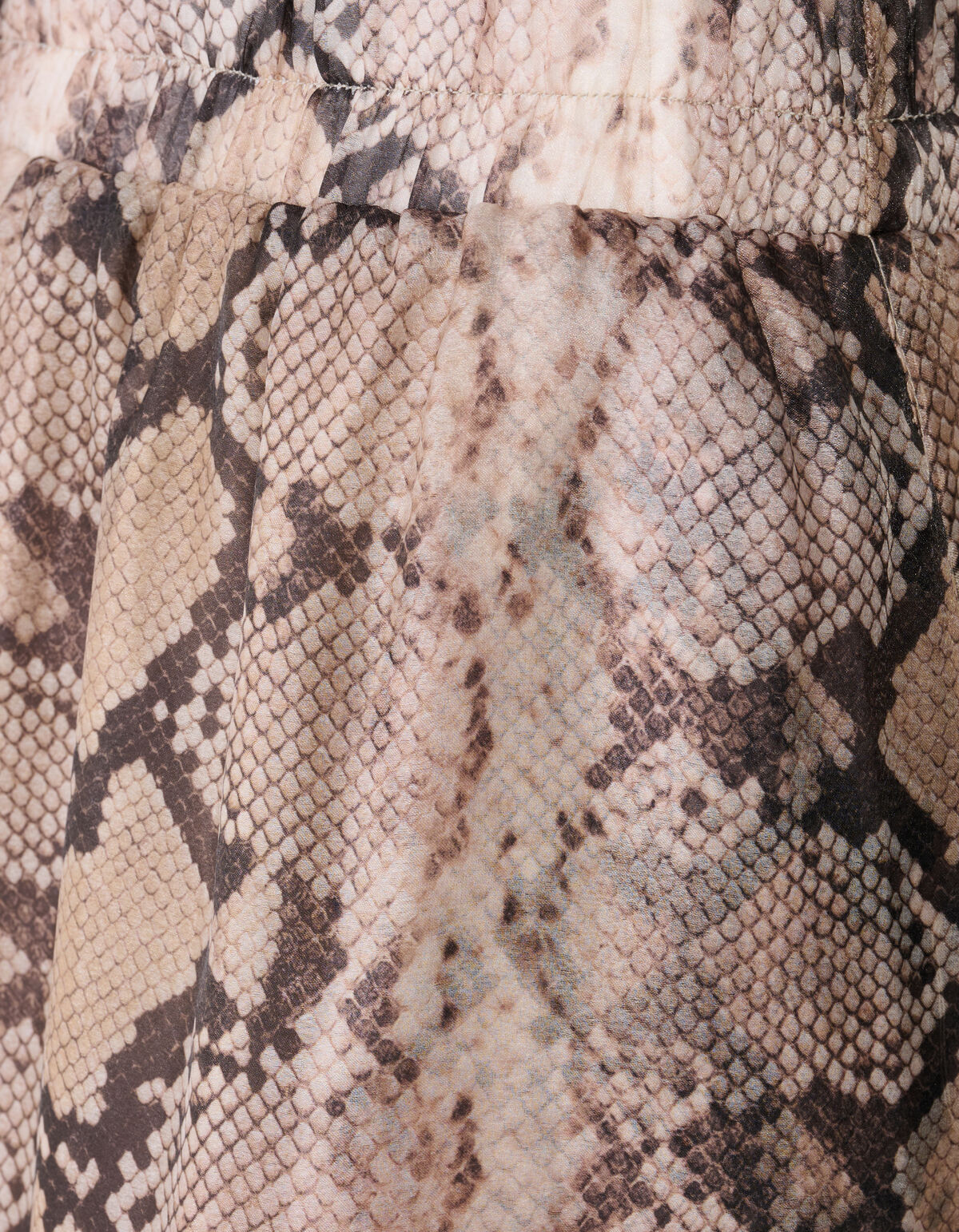 Snake Ruffle Maxi Rok Lichtbruin