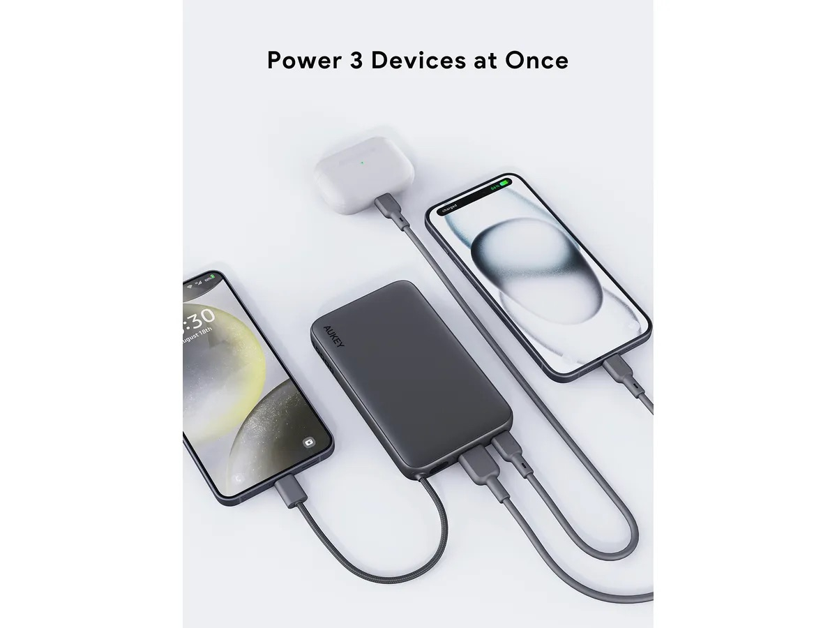 (15W) Spark Sling 10000mAh Powerbank USB C / USB A Ladegerät inkl. USB C Ladekabel Power Delivery (PB-Y53) - Grau