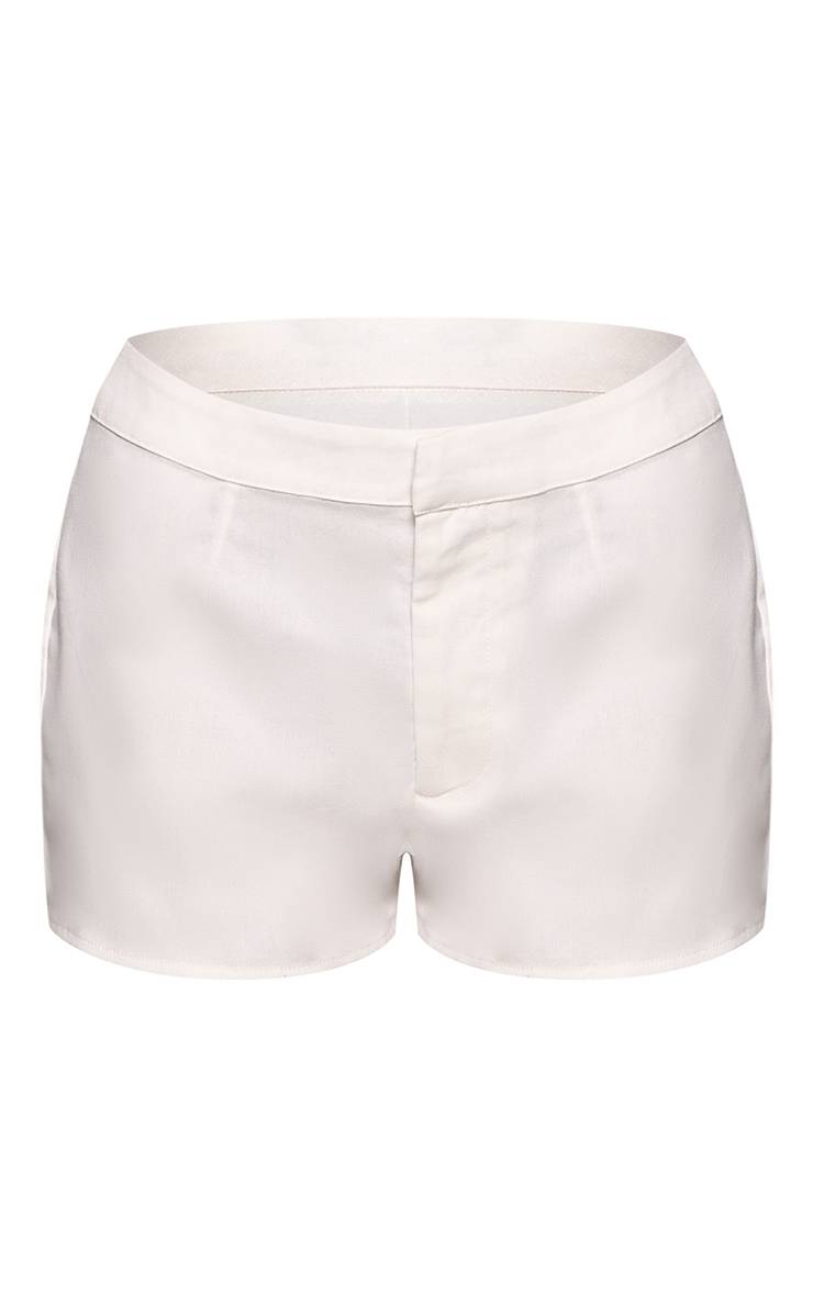 Blanc Short Tailleur Effet Lin
