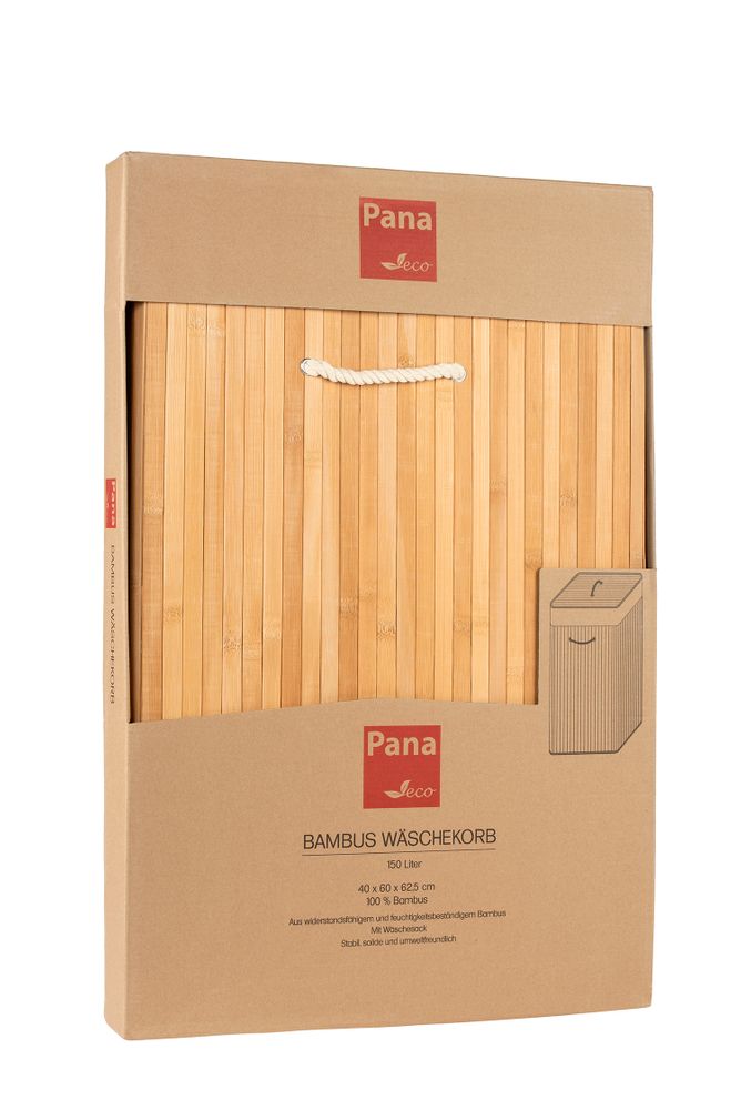 PANA®ECO Bambus Wäschekorb mit Deckel • Wäschebox Holz mit herausnehmbaren Wäschesack • Faltbarer Wäschesammler waschbar • Badezimmer Wäschetruhe • 100% Bambus • versch. Farben und Größen