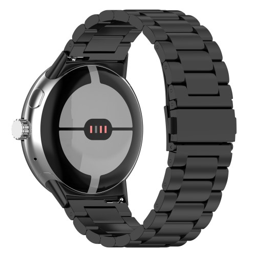Google Pixel Watch 3 / 2 / 1 Edelstahl Armband mit Faltschliesse - Schwarz