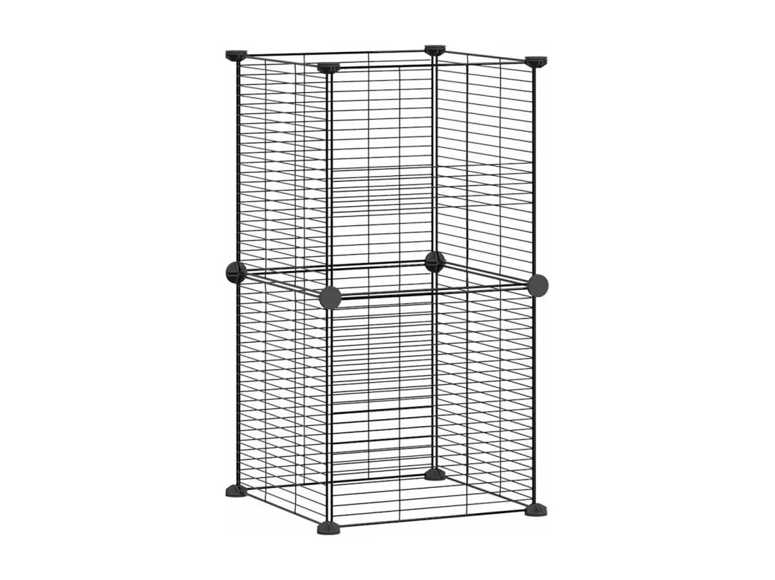 Cage animaux de compagnie à 8 panneaux Noir 35x35 cm Acier