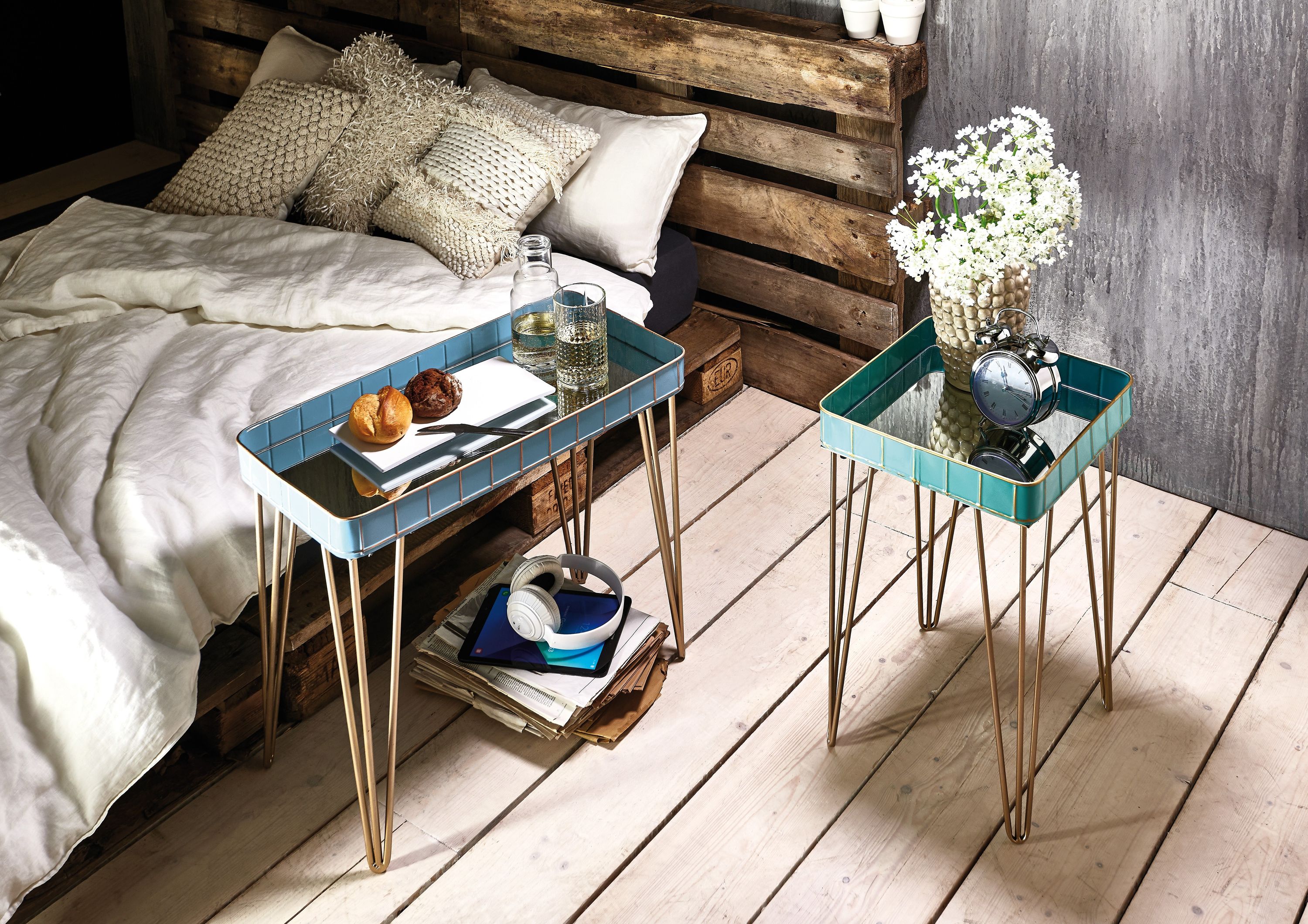 Beistelltisch blau-bronze
