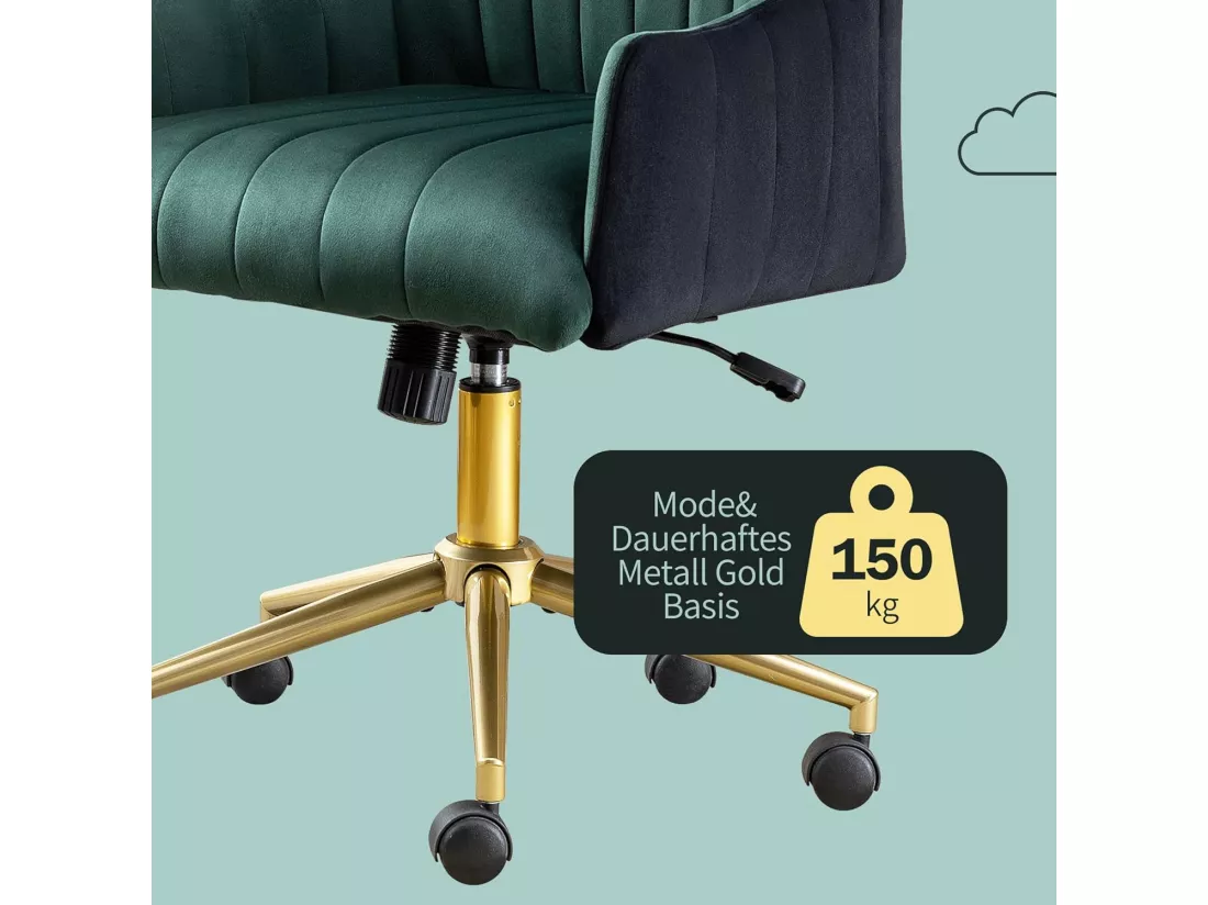 Fauteuil De Bureau Réglable En Hauteur, Chaise Pivotante En Velours