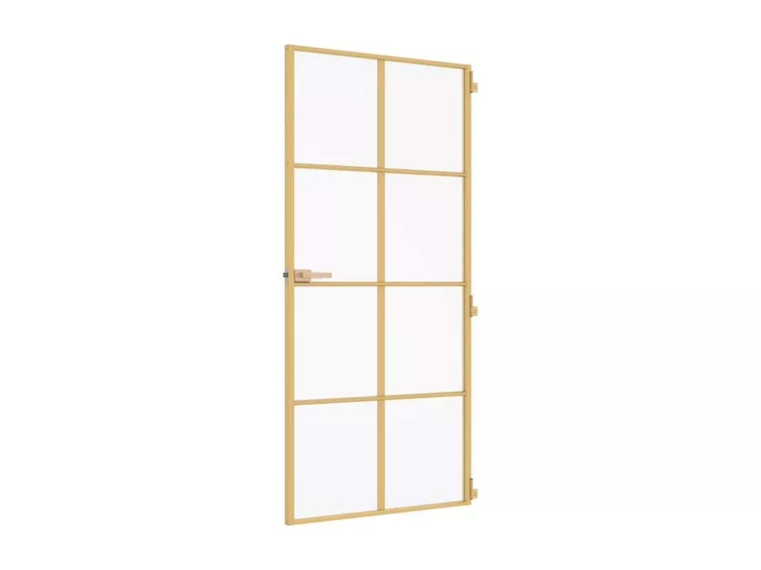 Porte intérieure mince doré 93x201,5 cm verre trempé aluminium