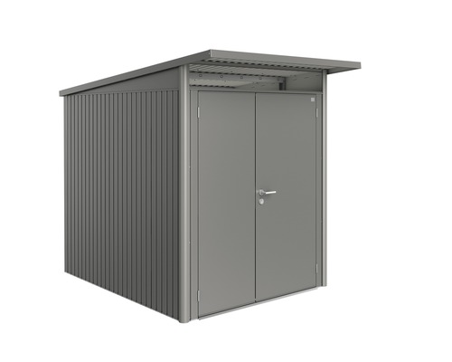 Biohort AvantGarde tuinhuis met dubbele deuren, formaat A1, inclusief planken en gereedschapshouders, 180 x 220 cm, kwartsgrijs metallic