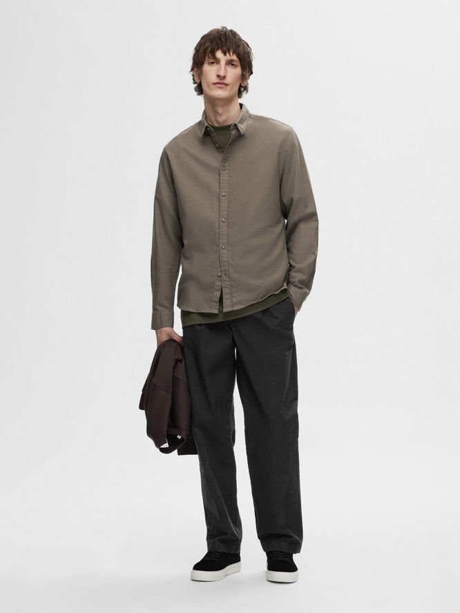 Selected Homme SLHSLIMOWEN-FLANNEL SHIRT LS NOOS Morel/solid