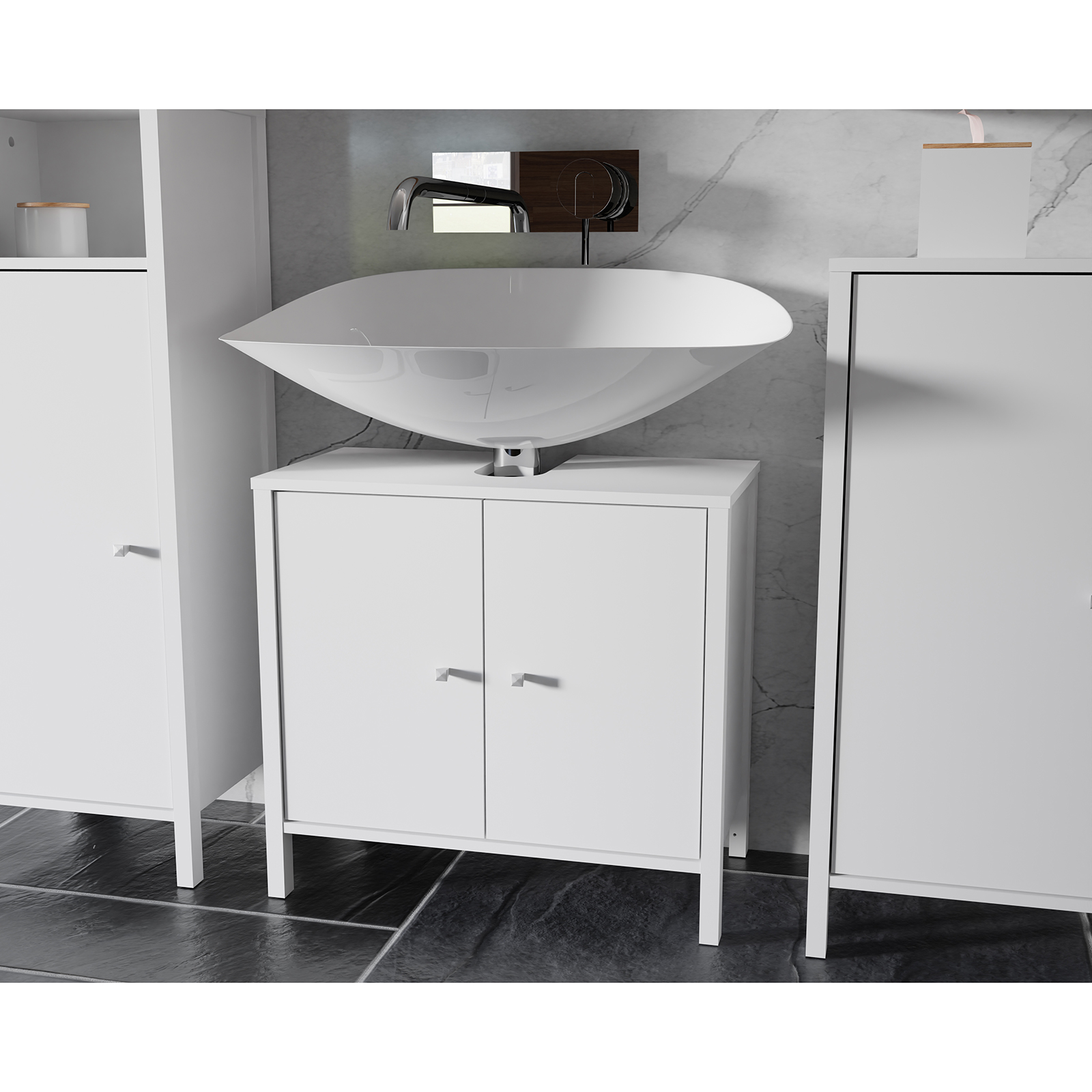 Waschbeckenunterschrank - weiß - 64 cm