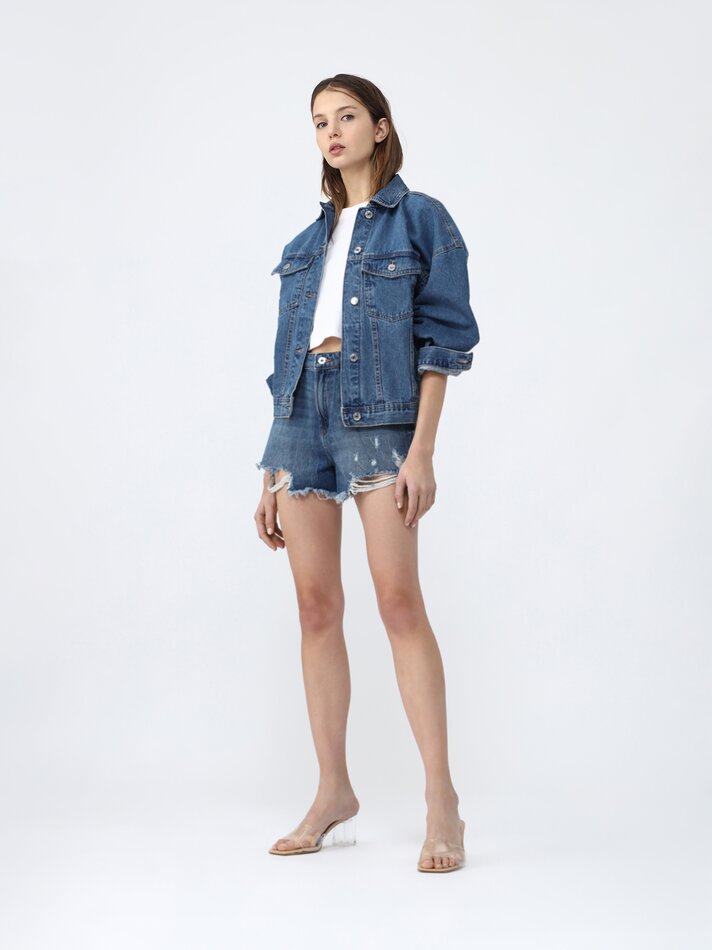 Jaqueta jeans oversized - Índigo
