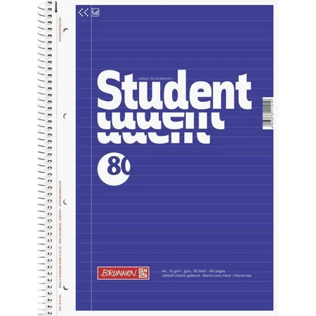 BRUNNEN Collegeblock Student A4 liniert blau