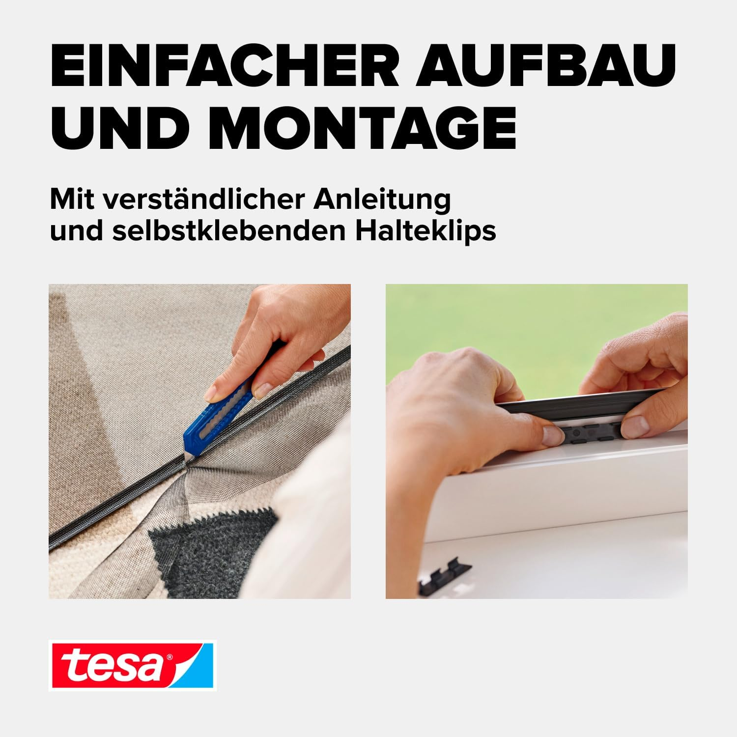 (100x120cm) Clip-On Fenster Fliegengitter zum Einklicken Insect Stop Zuschneidbarer Anklips Rahmen (55360-00000-00) - Anthrazit