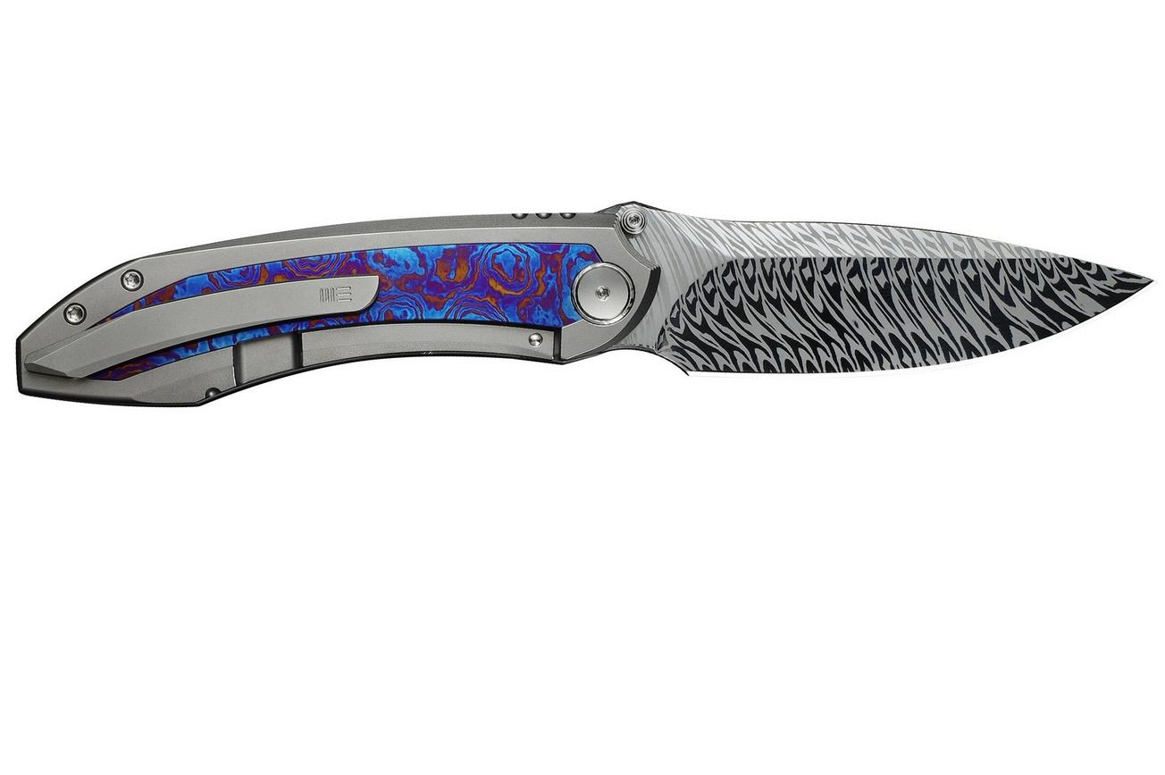 WE Knife Winsome WE23092-DS1 Fafnir Damasteel, Polished Bead Blasted Titanium Timascus Inlay, zakmes