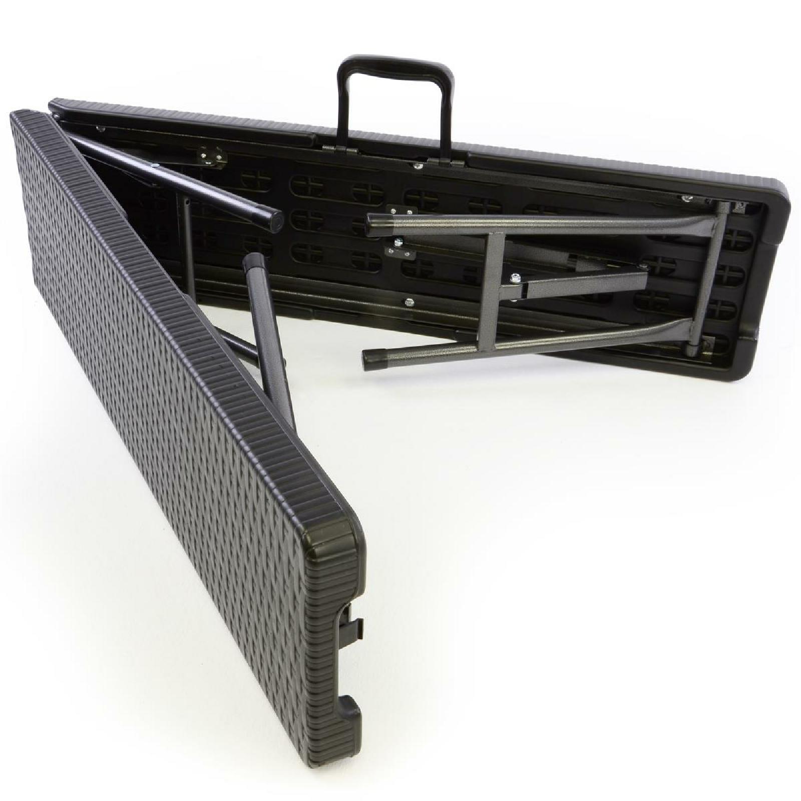 VCM 3-tlg. Gartengarnitur 1 Tisch 2 Bänke klappbar Rattan-Optik Bierzeltgarnitur Set 180 cm