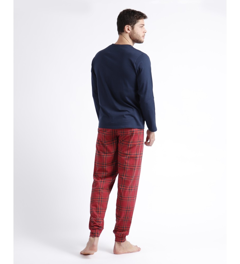 Pijama de manga comprida Admas Keep Walking na cor azul marinho