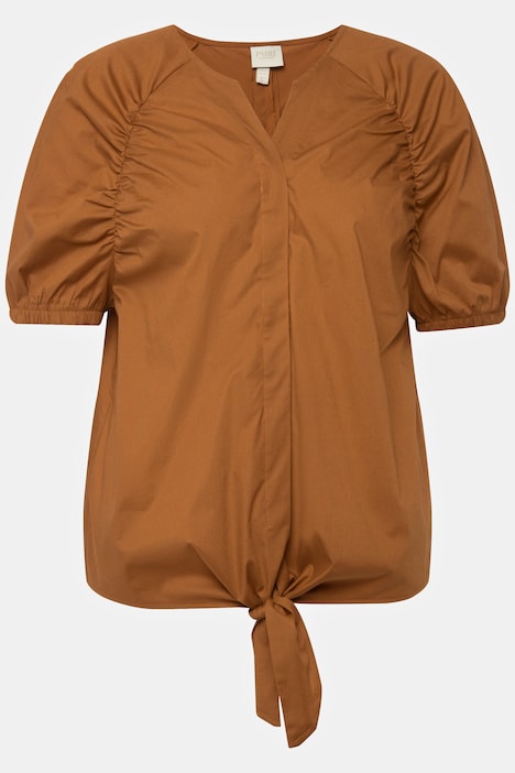 Bluse, Saumband, Tunika-Ausschnitt, Halbarm, Biobaumwolle