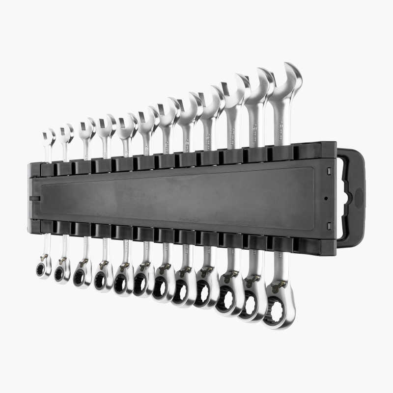 Skrallenøkkelsett multi, 12 stk. 8–19 mm