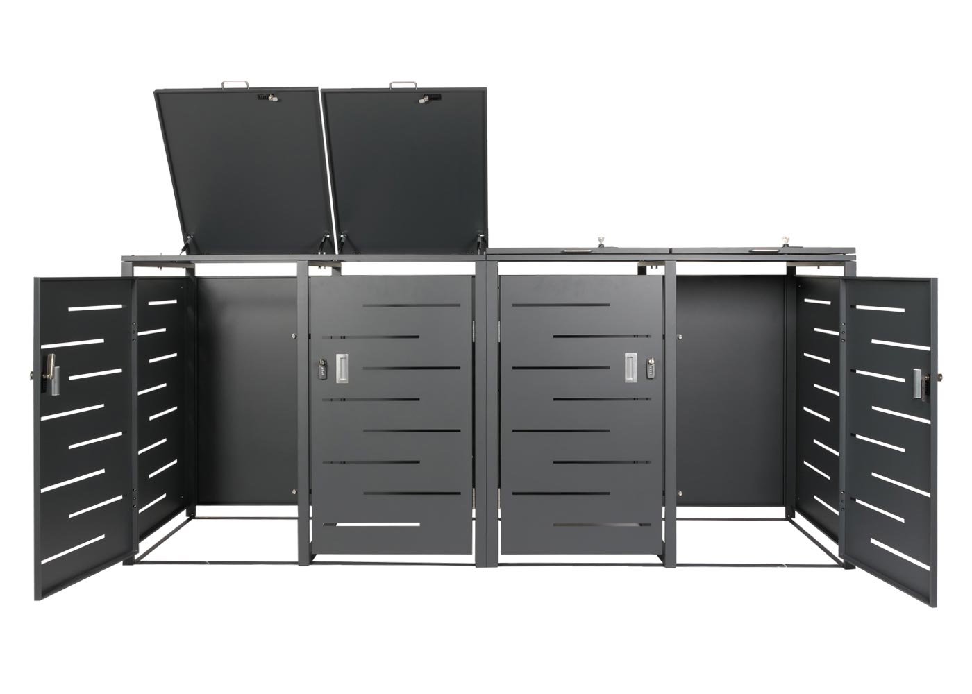 4er-Mülltonnenverkleidung MCW-E83, Mülltonnenbox Mülltonnenabdeckung, erweiterbar 117x263x80cm ~ anthrazit, Stahl 108kg