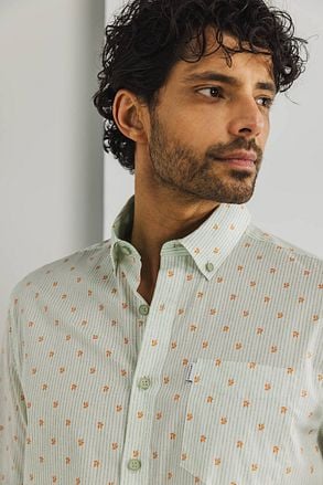 State Of Art Poplin Overhemd Print Groen 21215224-1136 kopen