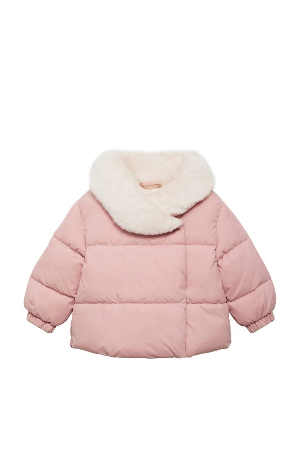 Mango Kids gewatteerde winterjas pastelroze