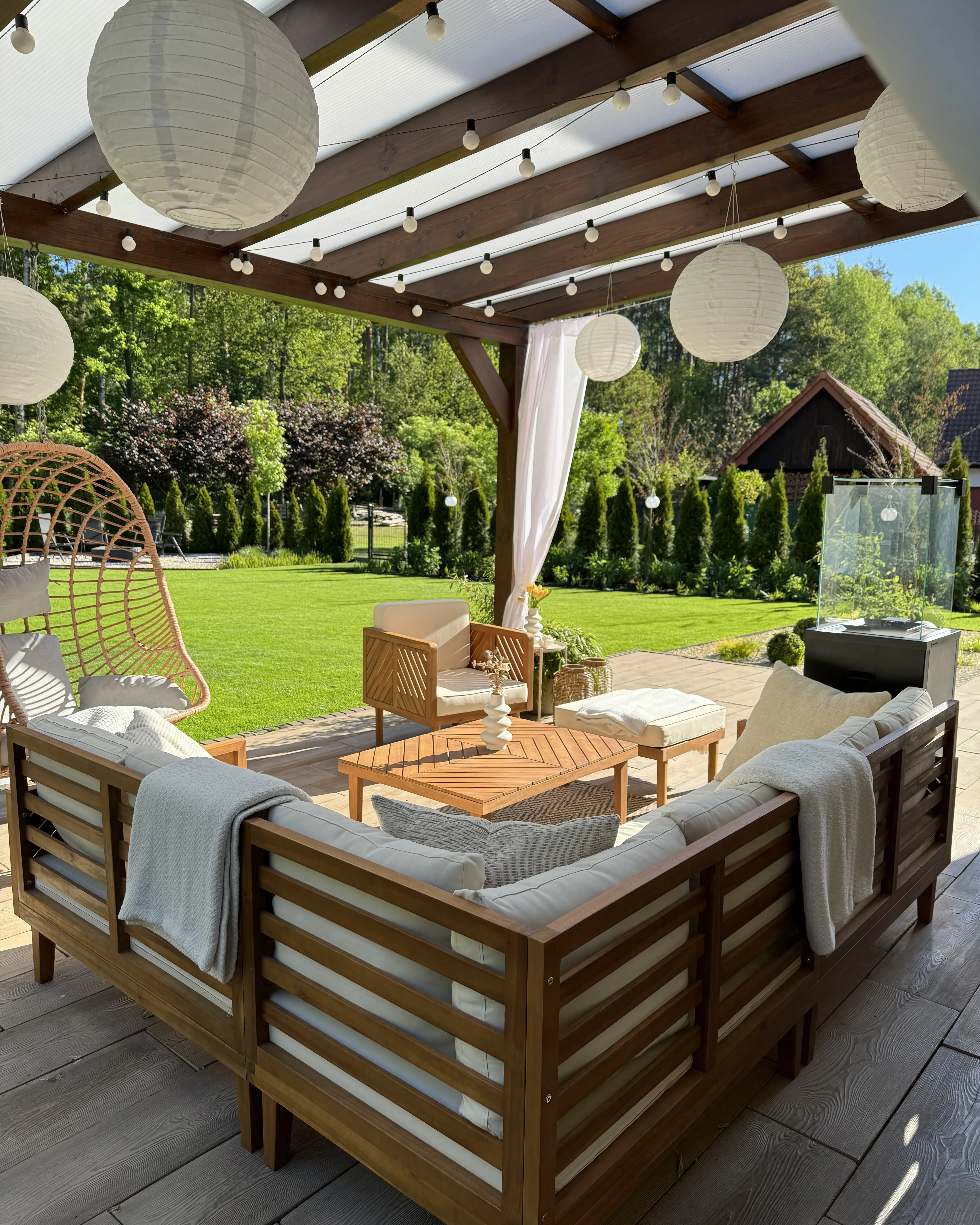 Tuin hoekloungeset met tafel 4-zits BARATTI linkszijdig Acaciahout Bruin