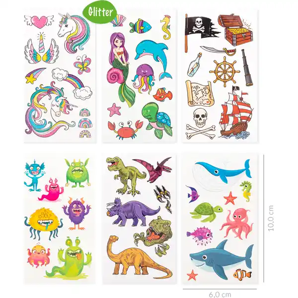 Tattoos 6 x 10,5cm für Kinder, sortiert