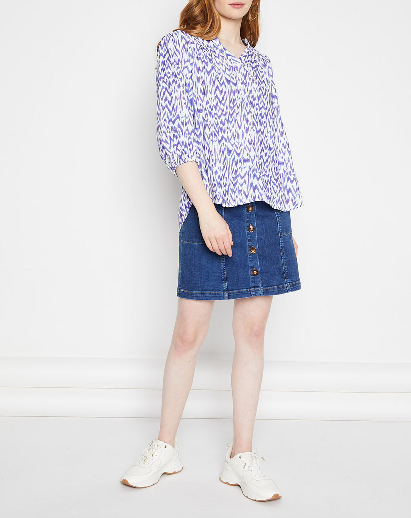 La Petite Etoile Chemise Nata imprimée indigo/blanc